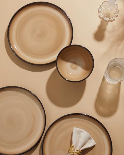 Stoneware Dinnerware Sets for 4 (Mocha Brown / Set (12pcs))