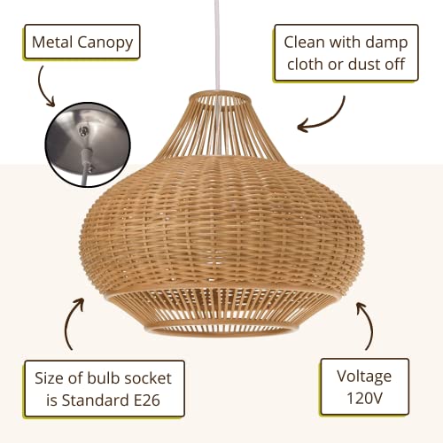1050029 Wicker Pear Pendant Lamp (Natural)
