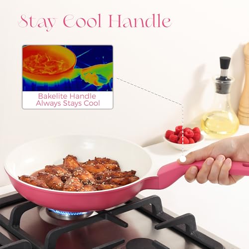Nonstick Ceramic Frying Pan (10 Inch / Raspberry Red)