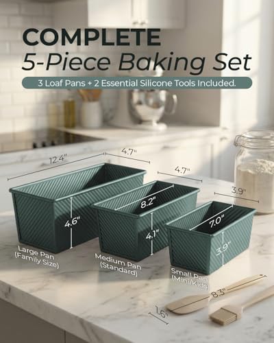 3 Piece Pullman Loaf Pan with Lid (Sage Green / 2.2LB+1LB+0.5LB)