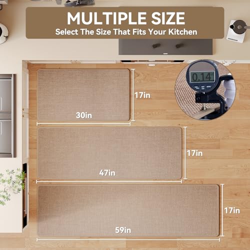 Long Kitchen Runner Rugs Kitchen Mat Non Slip Washable Brown 17"x71"