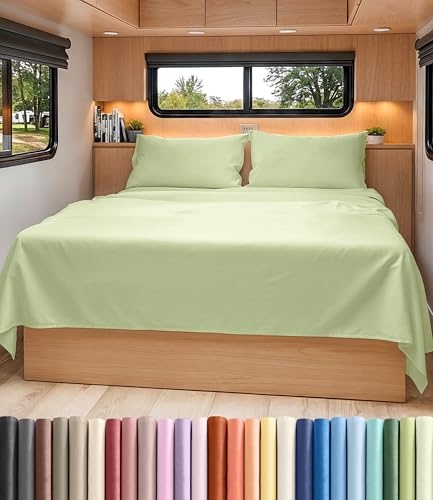 Short Queen Size 4 Piece Bed Sheet Set (16 - Light Sage Green / Short Queen)