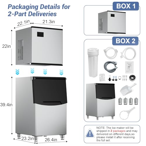 650 lbs High Output Commercial Ice Machine Freestanding Self