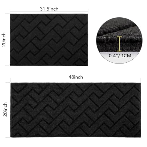 Kitchen Runner Rug (Black / 20"x48"+20"x32")