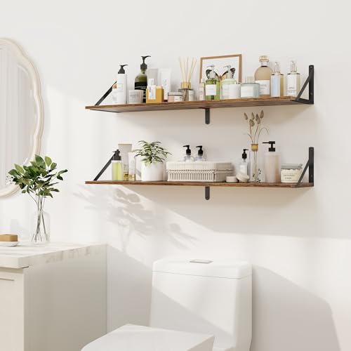 Deep Floating Shelves for Wall (Rustic Brown / 36 Inch)