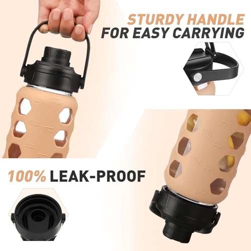 Glass Water Bottle (Amber / 24 Ounces)