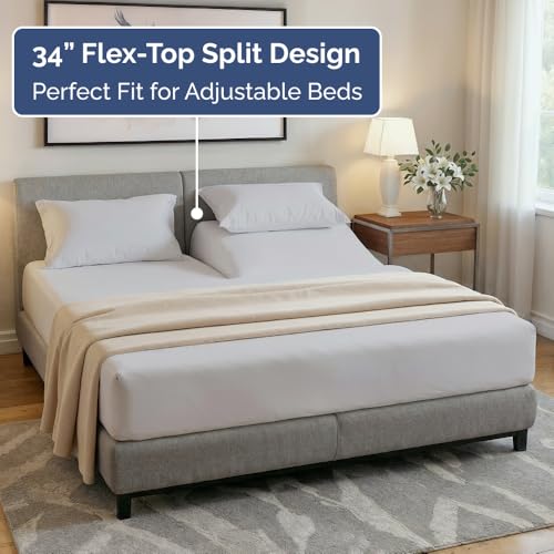 Flex Top Split Head King 4 Piece Sheet Set (04 - French Grey / Split Head/Flex Top)