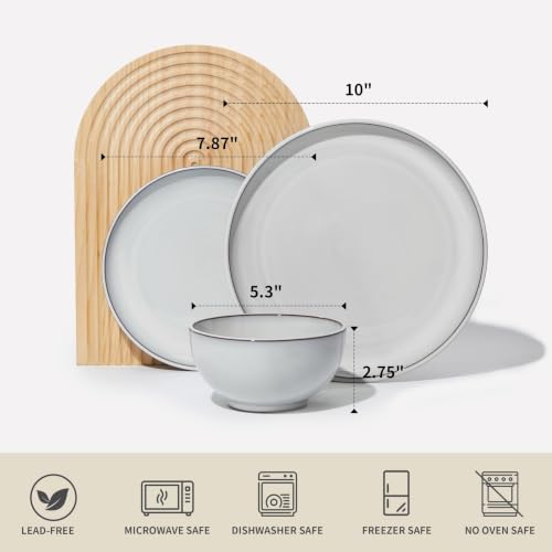Stoneware Dinnerware Sets for 6 (Moonstone White / Set (18pcs))