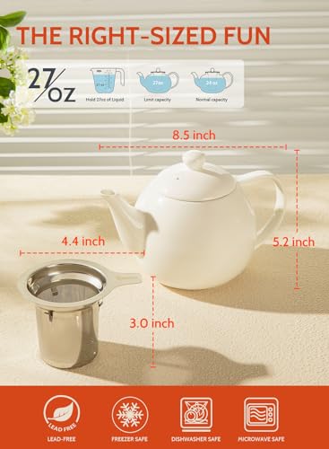 Teapots for Tea (White / 27oz (with infuser))