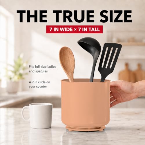 Plastic Extra Large Peach Countertop Utensil Holder Kitchen Caddy (Himalayan Salt)