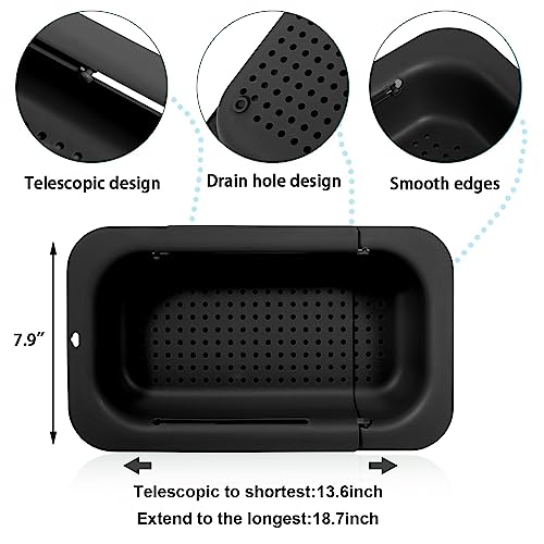 Collapsible Sink Colanders and Strainers Basket Extendable Plastic Fruit Vegetable Strainer Drainer Basket for Kitchen