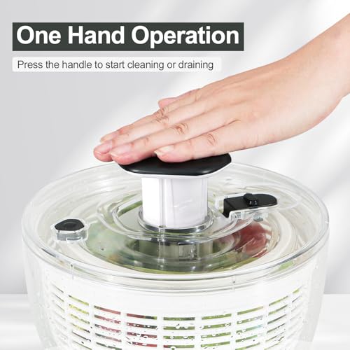 Salad Spinner Small Lettuce Spinner Kitchen Gadgets Vegetable Washer (3.8QT / White)