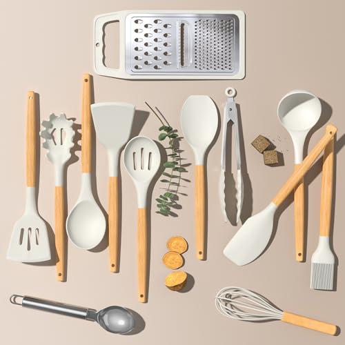 Silicone Kitchen Utensil Set (Cream White)