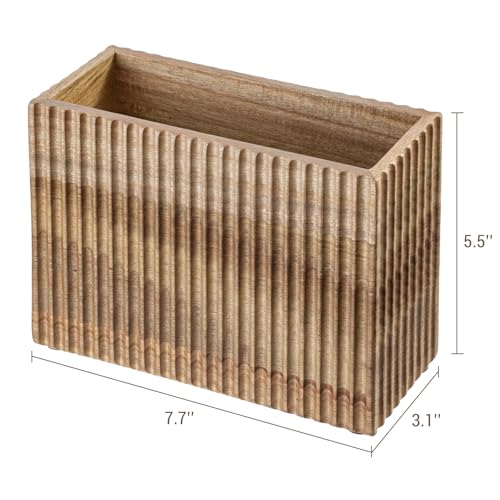 Fluted Premium Solid Acacia Wood Napkin Holder Rack Stand
