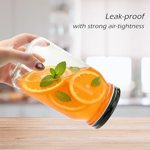 32 OZ Glass Jars with Lids Set of 12 (32oz - Black Lid)