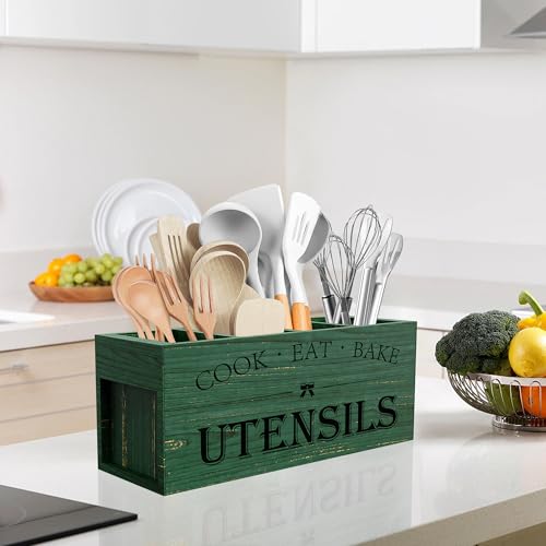 Extra Large Utensil Holder Countertop for Kitchen Counter (Green)
