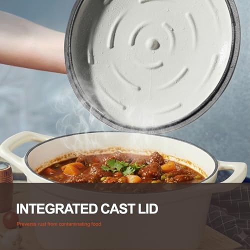 Enameled Cast Iron Dutch Oven (5.5 Quart / Cream white)