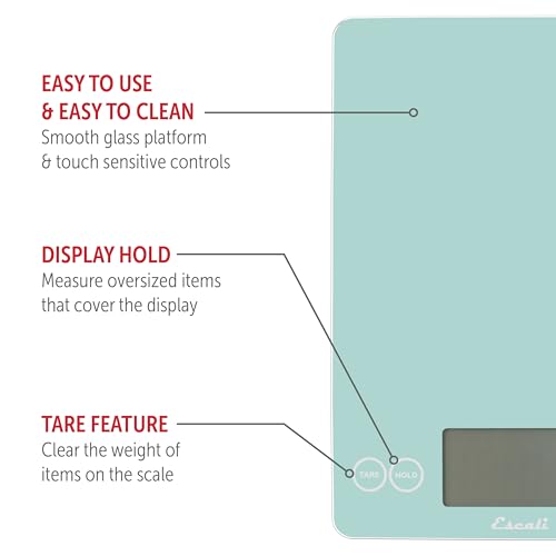 Arti Glass Food Scale Digital Countertop Kitchen (Teal / 9" x 6.5" x .75")