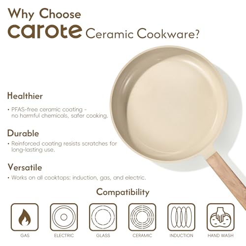 22pcs Ceramic Cookware Sets (Oatmeal / 22 Piece)