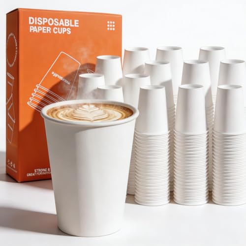 Disposable Paper Coffee Cups 8 oz 300 Count (White - 8 oz)