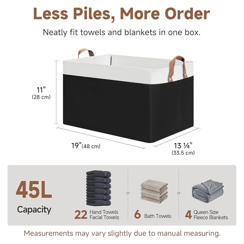 Fabric Storage Bins (Black and White / 19" L x 13 ¼" W x 11" H)