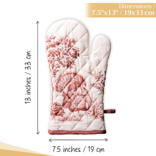 Maison d'Hermine Oven Gloves 100% Cotton Oven Mitt (098 - Holy Jouy - Brown / 7.5" x 13" (Oven Mitt))