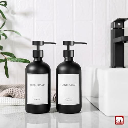 Black Soap Dispenser (Black Bottle + Black Flat Pump / 2 Pack)