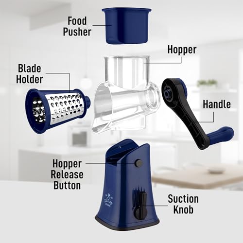 Rotary Cheese Grater Manual Hand Crank 5 Blade Shredder
