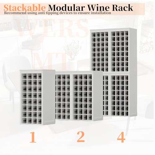 8 Tier Freestanding Wine Rack Wood (32 Bottles / White)