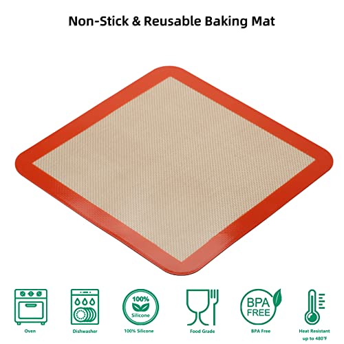 Square Silicone Baking Mats for 10 Inch Cake Pan (Bright Orange / 9.7"L x 9.7"W)