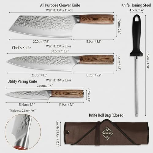 Forged High Carbon Steel Knife Set for Chefs & Grill Masters (5 Count)