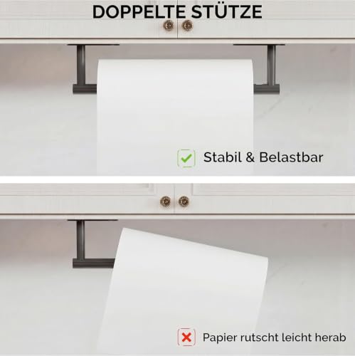 Matte Black Paper Towel Holder Under Cabinet Self Adhesive (Matte Black / Standard Holder)