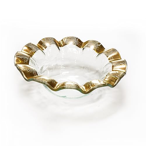 Ruffle 7.75 Inch Wine Coaster with 24k Gold (Wine Coaster)