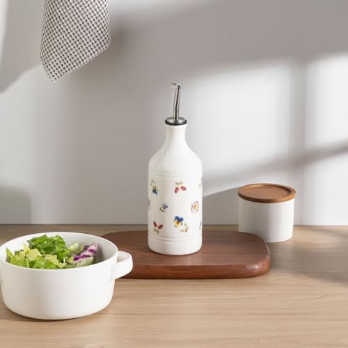 Sweejar Ceramic Olive Oil Dispenser Bottle for Kitchen (15.5 oz, Set of 1 / Garden)