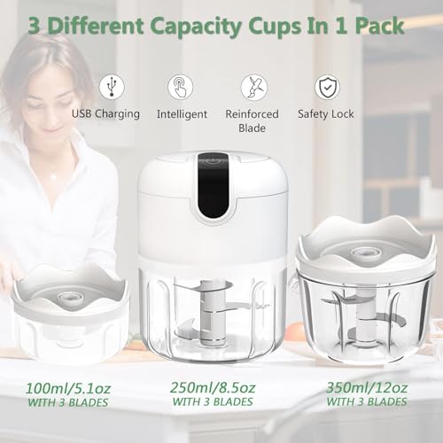 White 3 CUP Electric mini garlic crusher (4 CUPS)