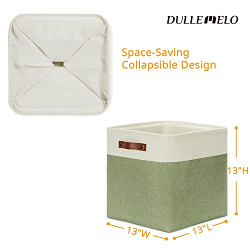 Storage Baskets for Organizing (White&Green / L-13"x 13"x 13")