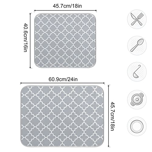 Super Absorbent Dish Drying Mat (Grey Moroccan / 18" x 24")