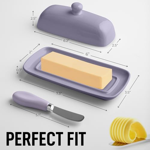 Zulay Butter Dish With Lid For Countertop (Periwinkle)