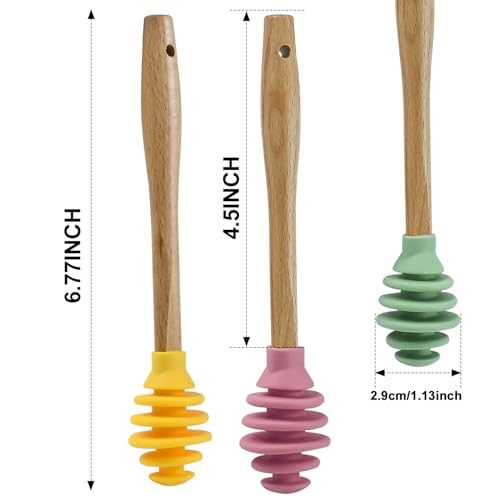 3 Pack Silicone Honey Dipper Sticks (Yellow/Pink/Green)