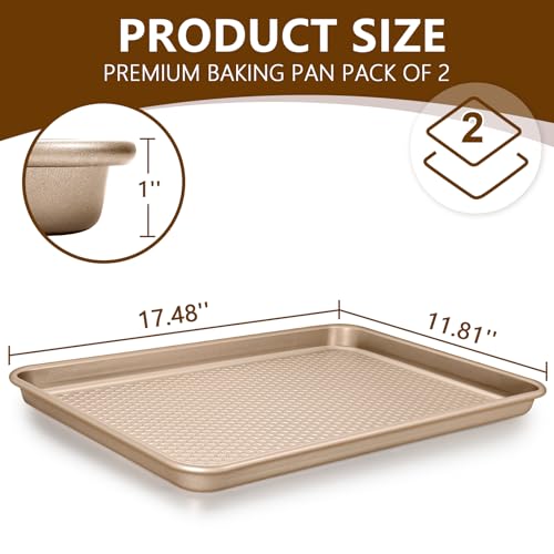 Baking Sheet Pan Set of 2 (17.5x12x1 inch Set / Textured Champagne Gold)
