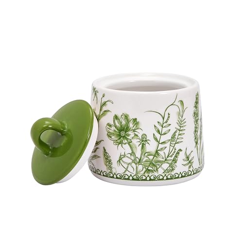 Green Garden Toile De Jouy Ceramic Sugar and Creamer Set (Green Garden Toile De Jouy)