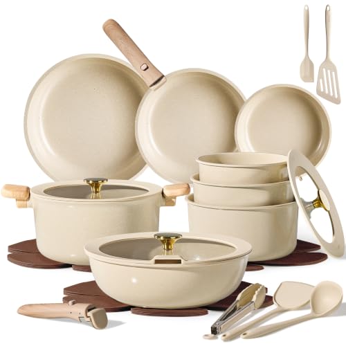 25pcs Ceramic Cookware Set (25pcs / Oatmeal)