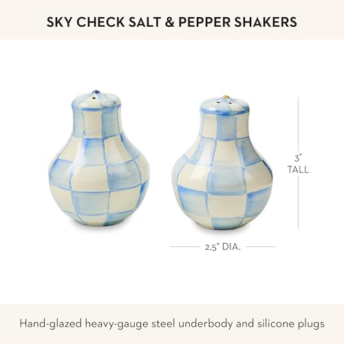 Enamel Salt and Pepper Shakers (Sky Check / Small)