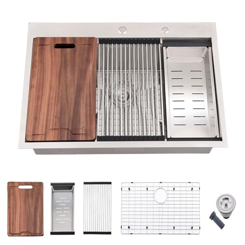 28 Inch Drop In Kitchen Sink (28"L x 22"W x 10"D / Stainless Steel -TS( 28*22))