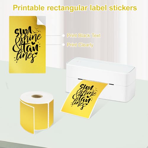 3 X 5 Inch Printable Waterproof Rectangle Color Coding Labels (Gold)