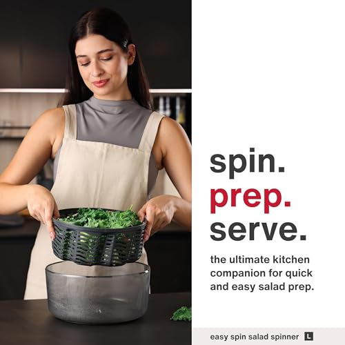 Easy Spin Salad Spinner (Gray / Large)