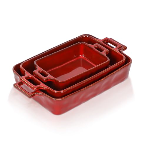 Ceramic Bakeware Set (Set of 3 / Cherry Red)