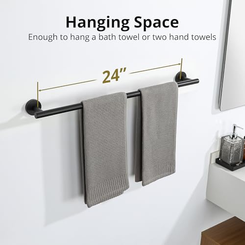 Towel Racks for Bathroom 24 Inch (Matte Black)