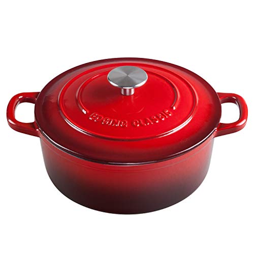Enameled Cast Iron Dutch Oven (Red / 5.5QT)