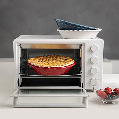 Pie Pan 9 Inch Ceramic Pie Dish (Red,Set of 2)